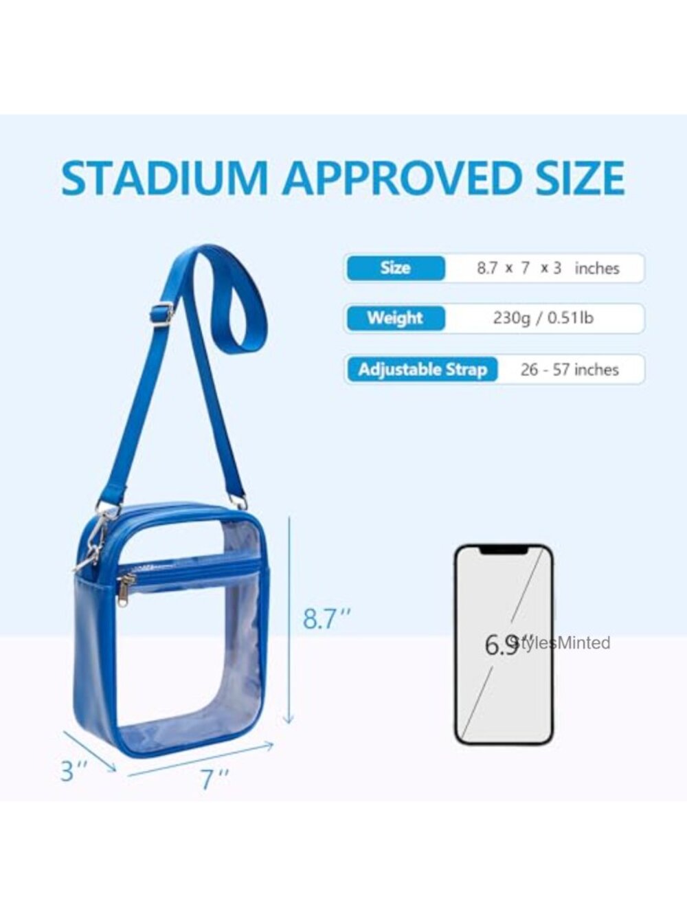 Clear Crossbody Bag Stadium Approved PU Leather Concert Purse - Picture 2 of 6